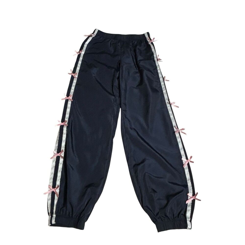 Edikted Bow Stripe Navy Track Pants XS Blokette Y2K Streetwear Athleisure